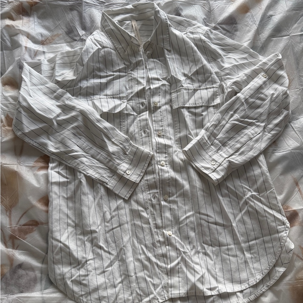 Babaton White Pinstripe Casual Shirt